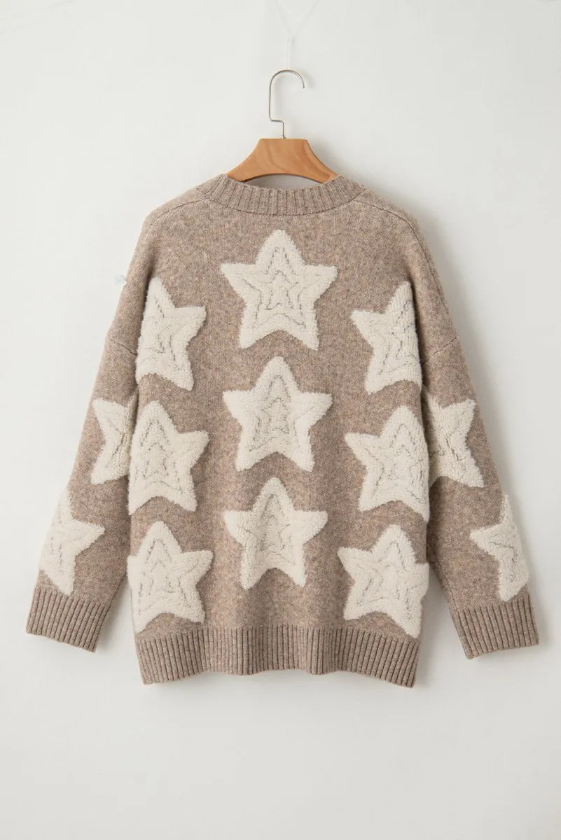 Debra Tan Sherpa Star Sweater Cardigan