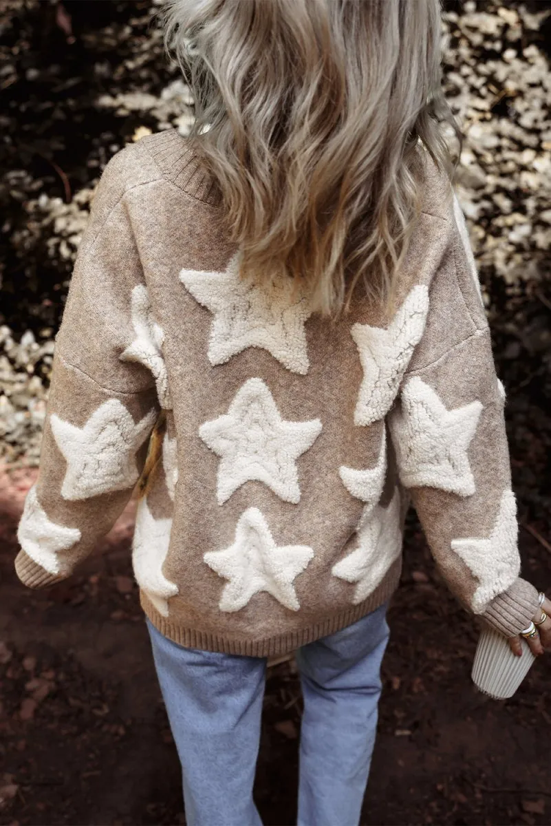 Debra Tan Sherpa Star Sweater Cardigan