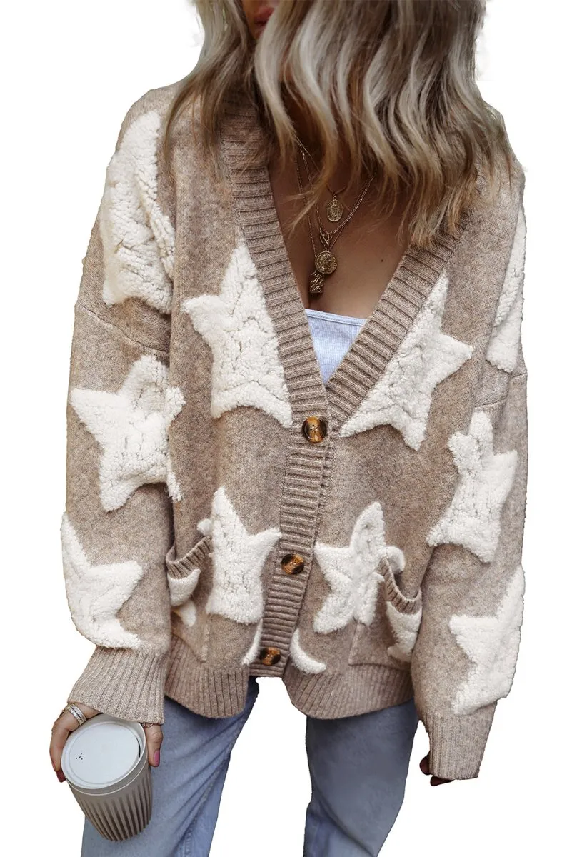 Debra Tan Sherpa Star Sweater Cardigan