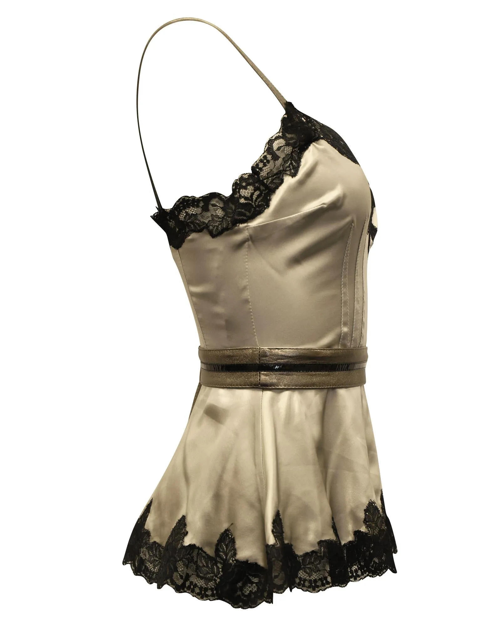 Dolce & Gabbana Lace Trimmed Camisole Top in Silver Silk