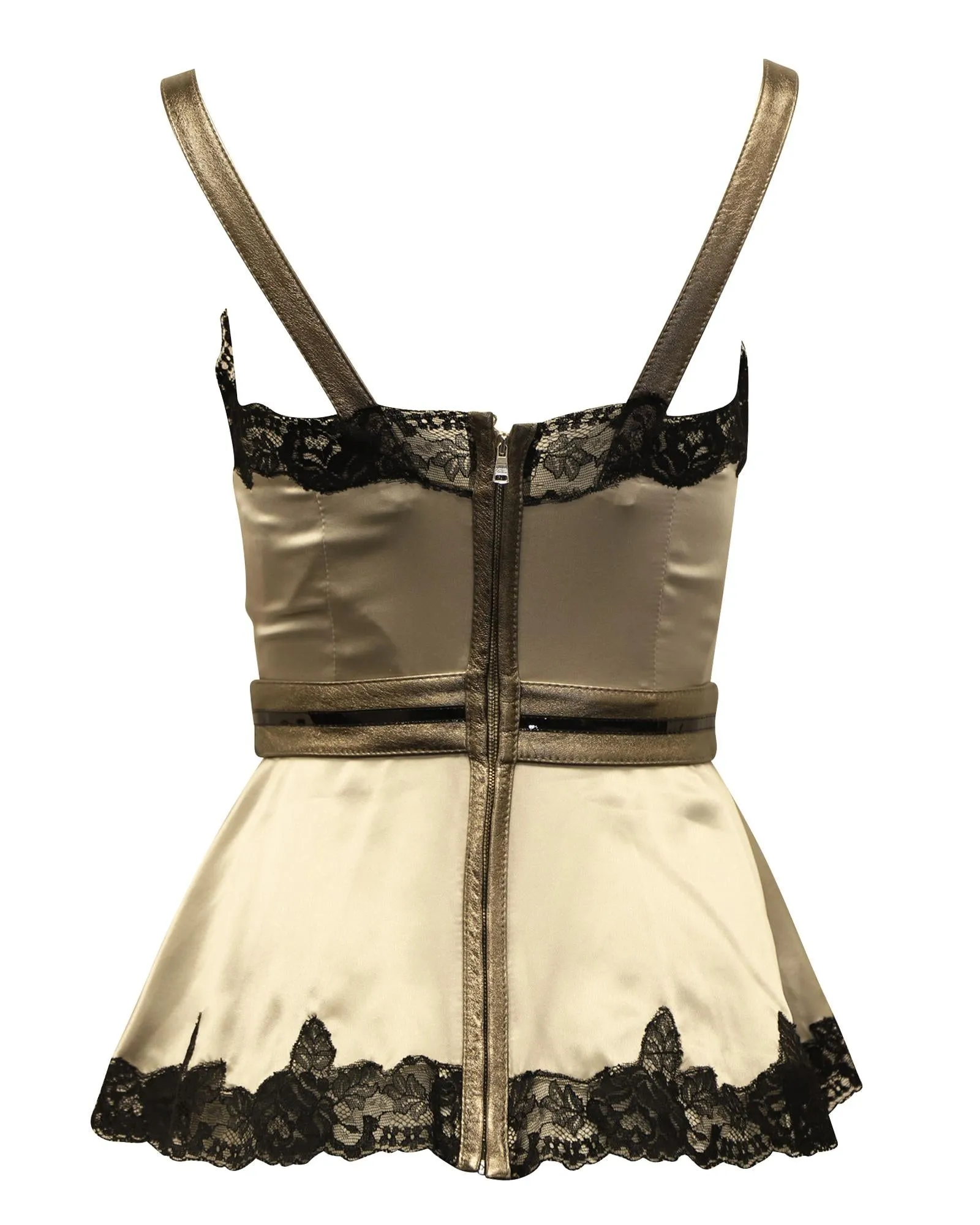 Dolce & Gabbana Lace Trimmed Camisole Top in Silver Silk