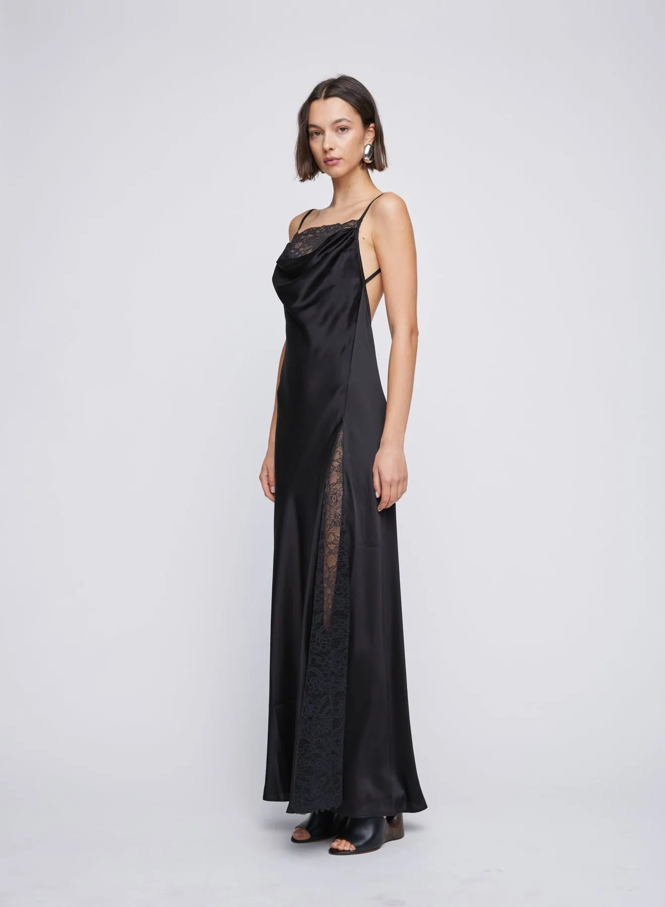 ELENA DRESS (INK W/ BLACK LACE)