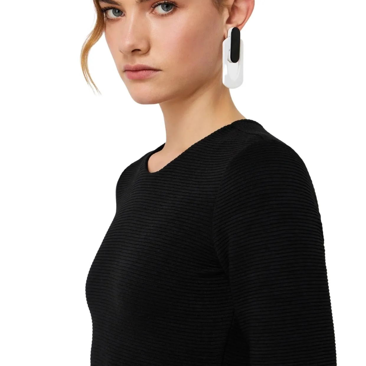 Emporio Armani Ottoman-Effect Black Jersey Dress