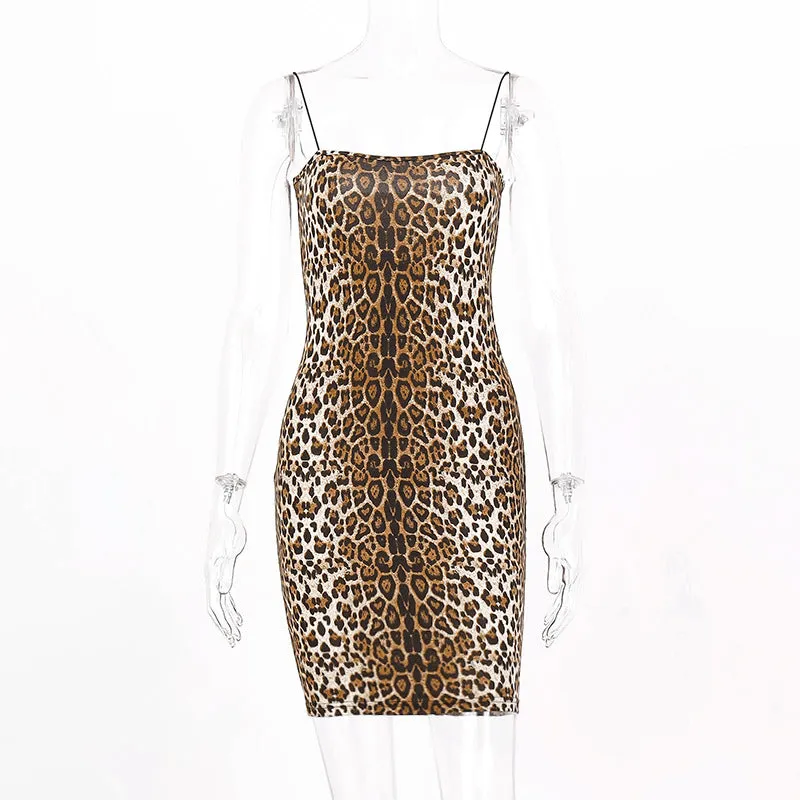 European And American Leopard Print Slip Dress Dress