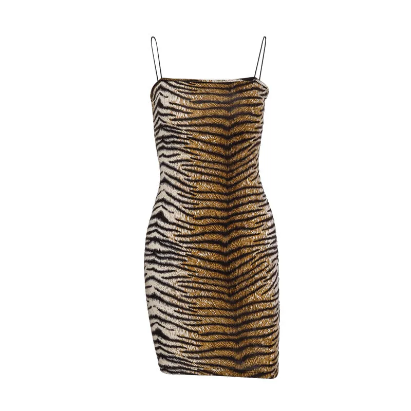 European And American Leopard Print Slip Dress Dress