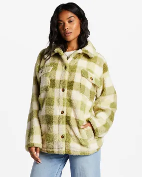 Fairbanks Button-Up Teddy Bear Jacket - Green Eyes