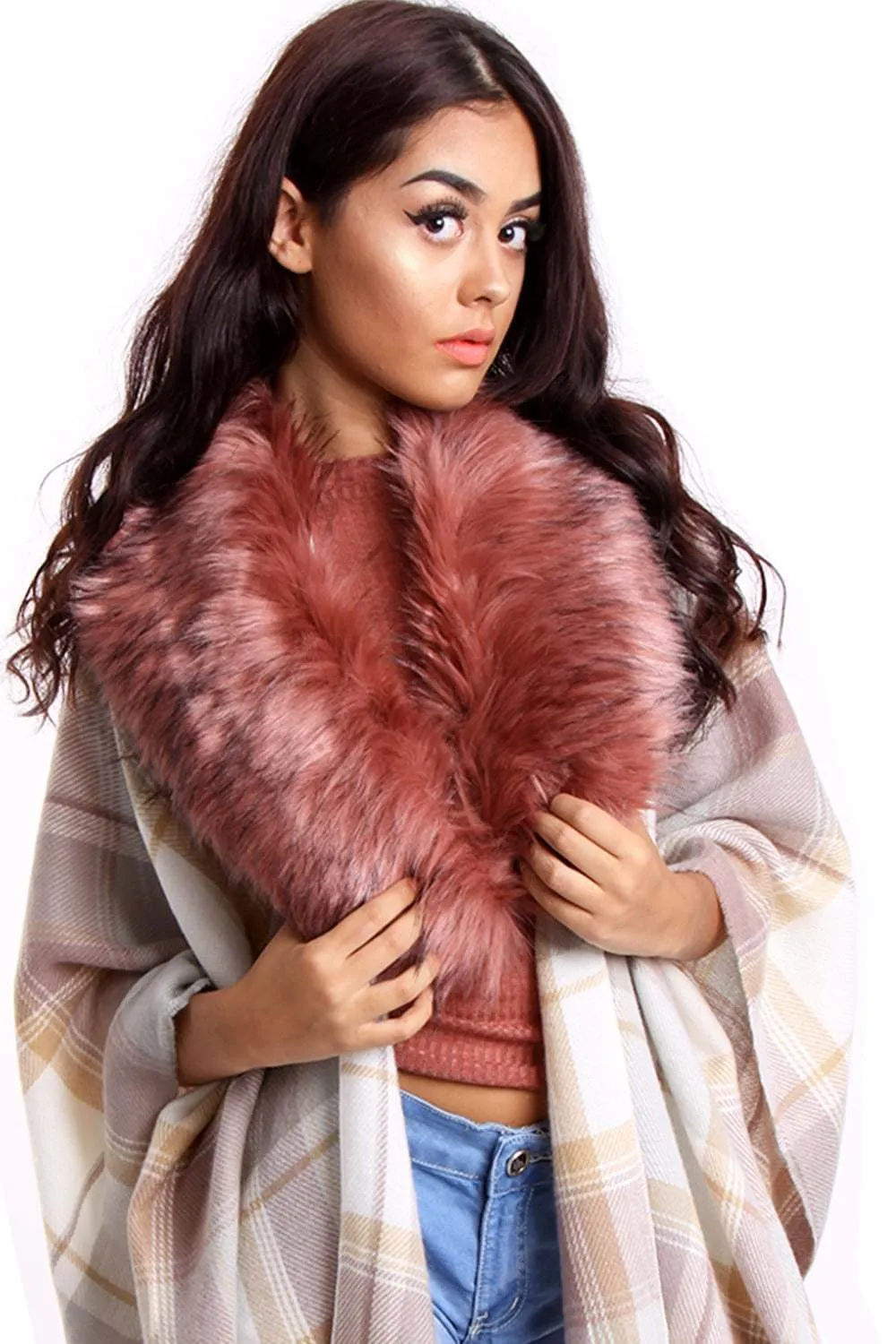 Faux Raccoon Fur Collar Scarf