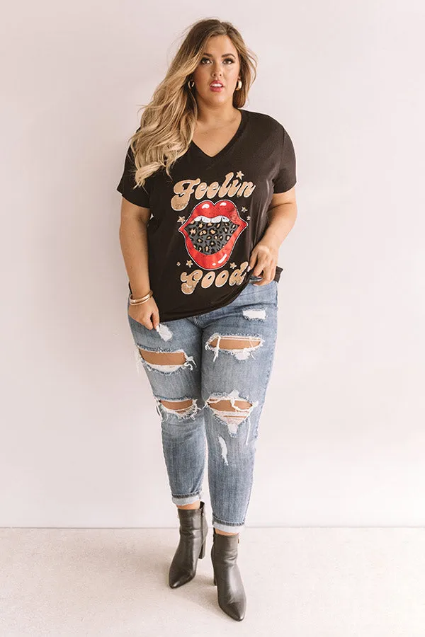 Feelin' Good Shift Tee In Black  Curves