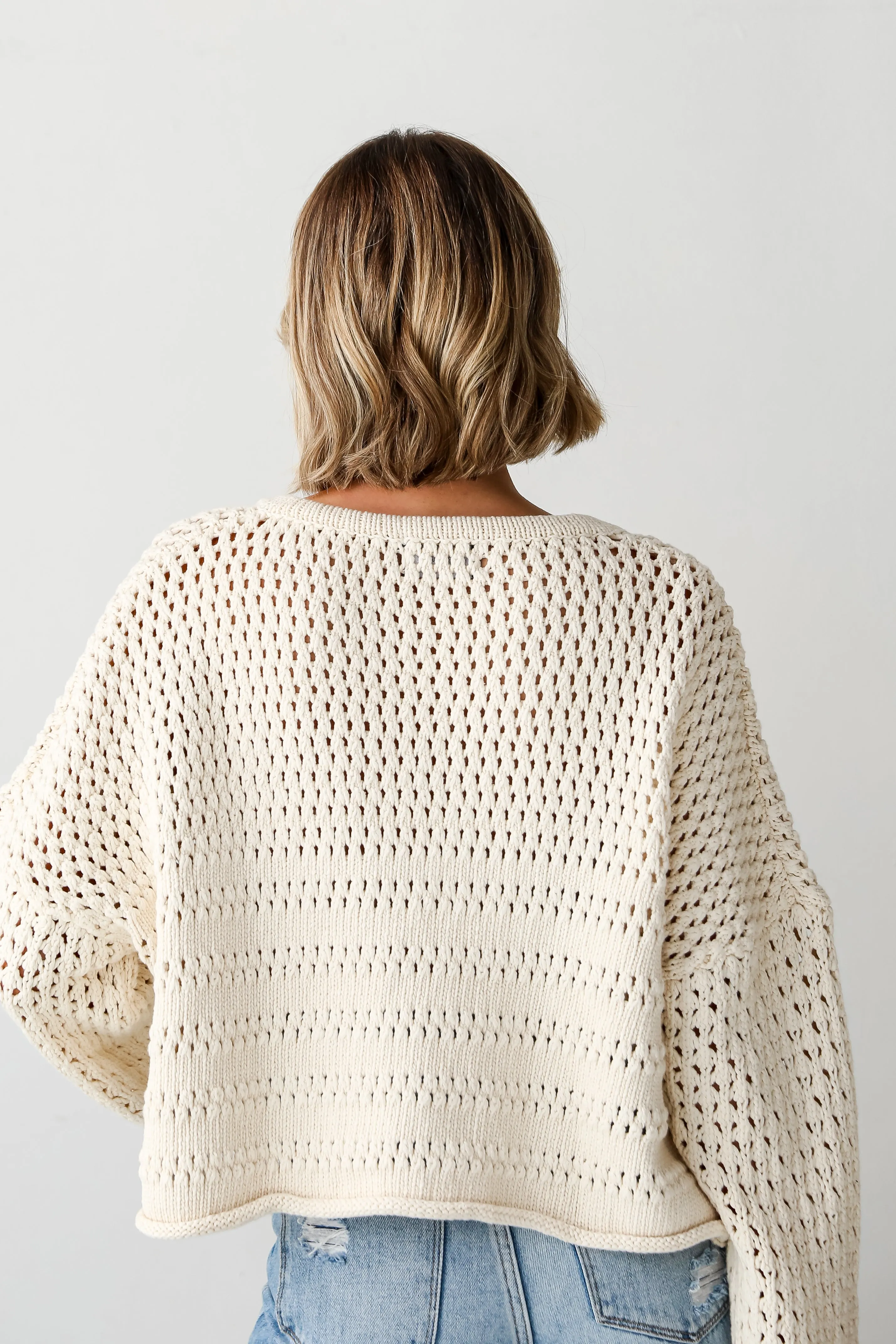 FINAL SALE - Santa Monica Natural Crochet Sweater