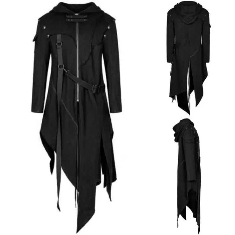 Funki Buys | Jackets | Men's Dark Gothic Long Hooded Jacket