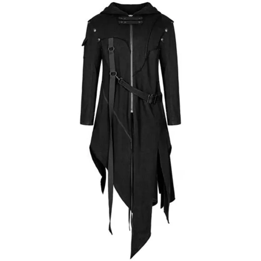 Funki Buys | Jackets | Men's Dark Gothic Long Hooded Jacket