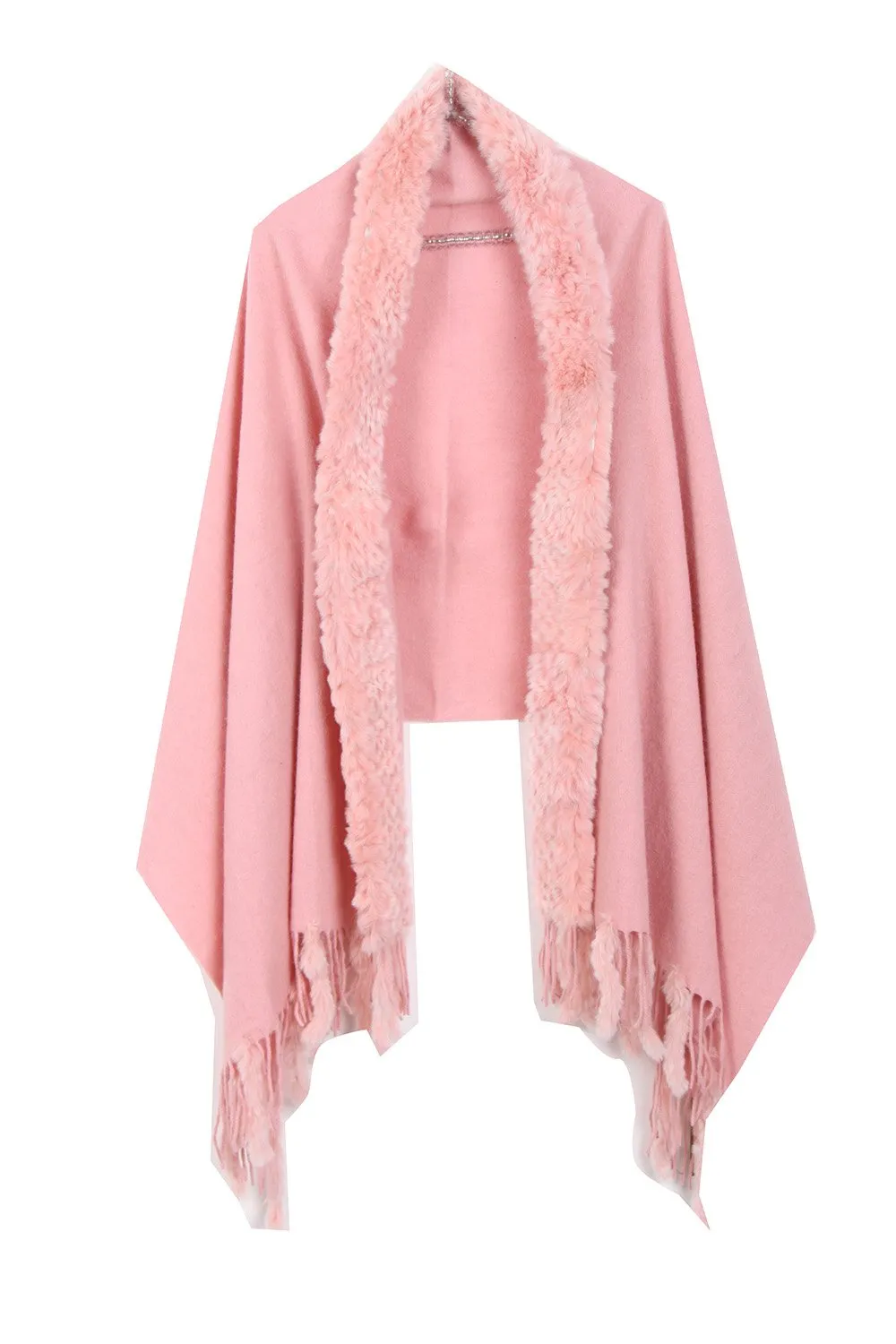 Fur Cashmere & Wool Shawl Wrap