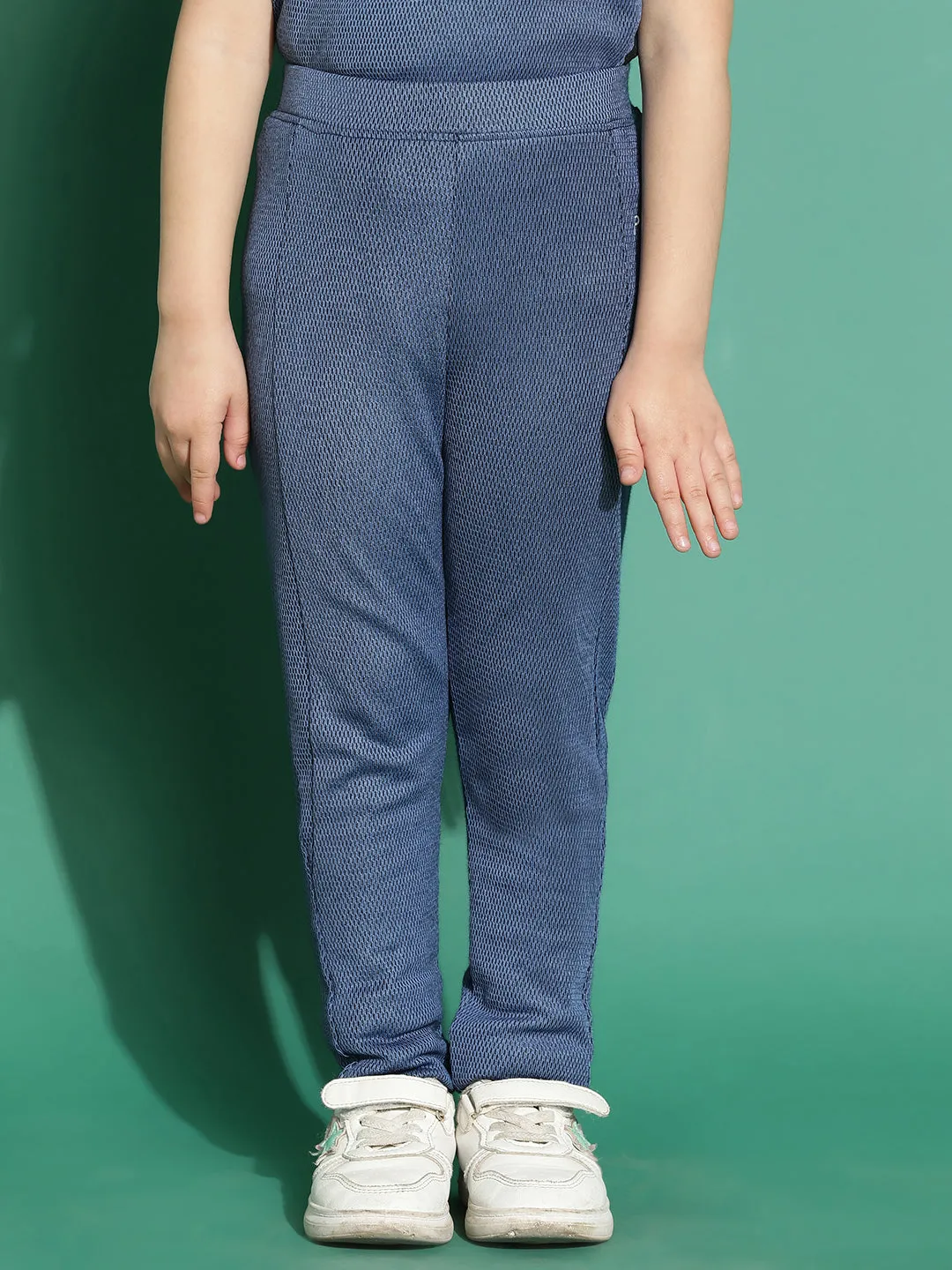 Girls Polyester Blue Slim Fit Leggings