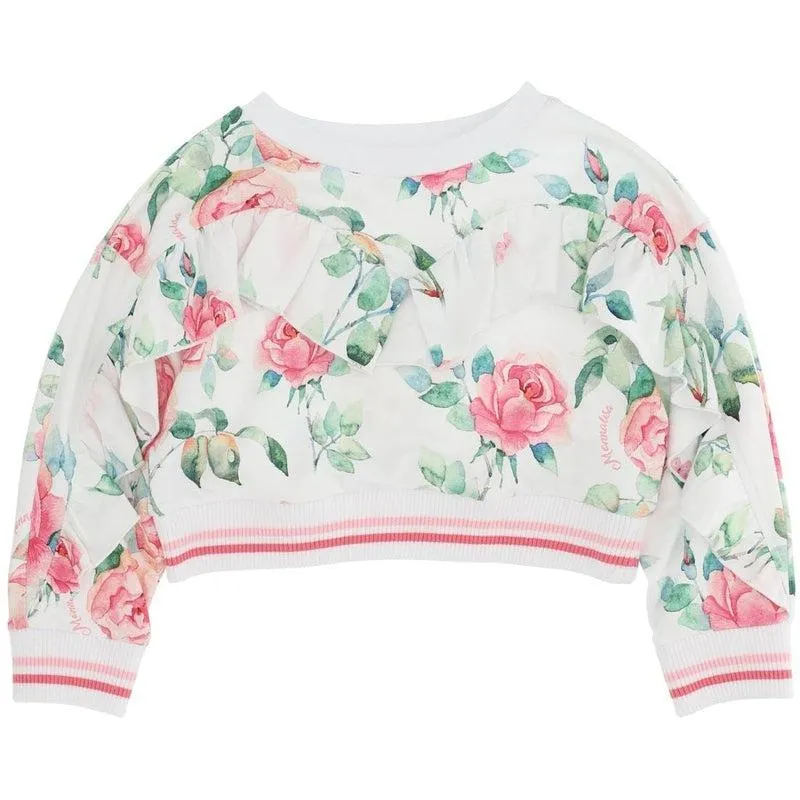 Girls Rose Ruffle Sweatshirt