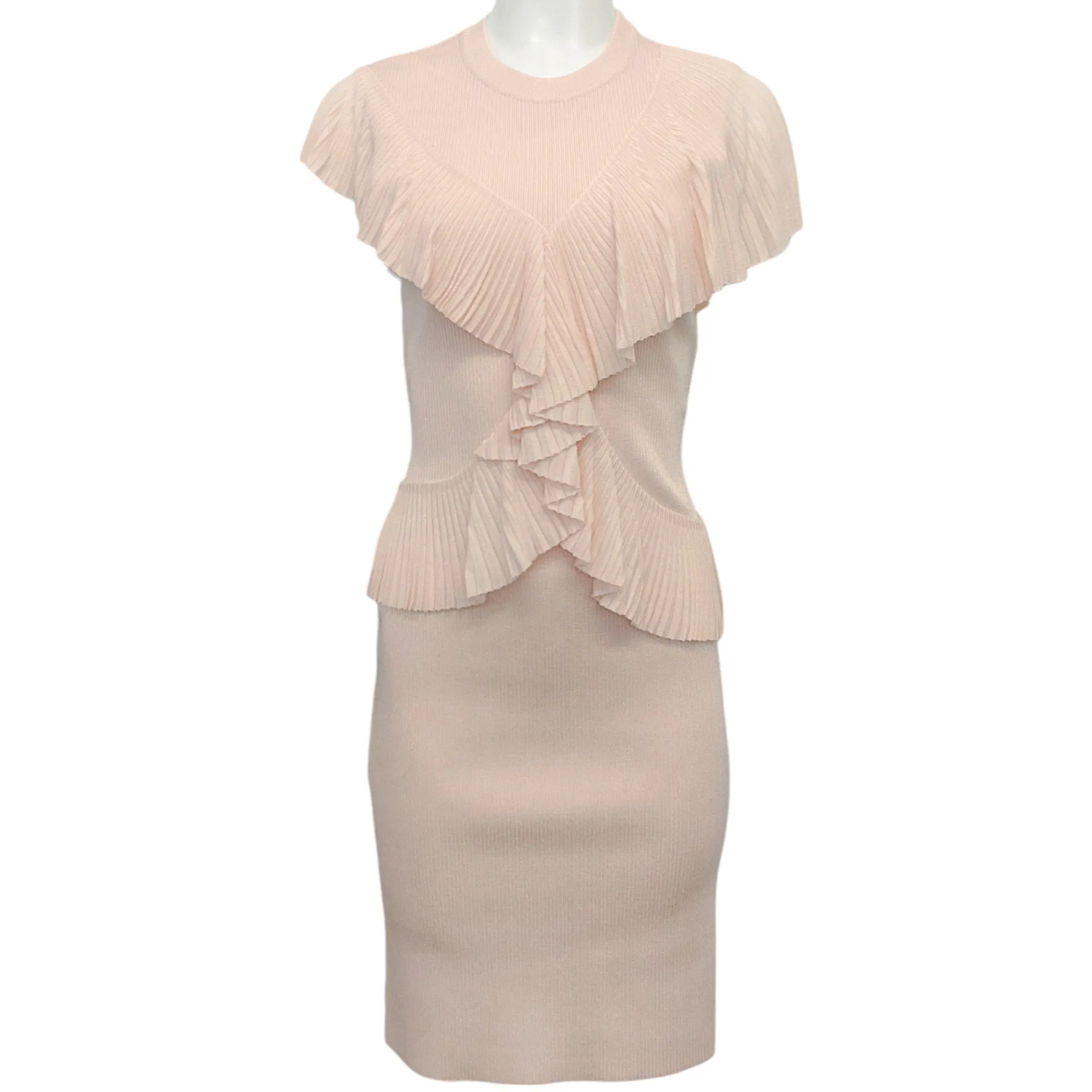 Givenchy Light Pink Rib Knit Dress with Flutter Sleeves