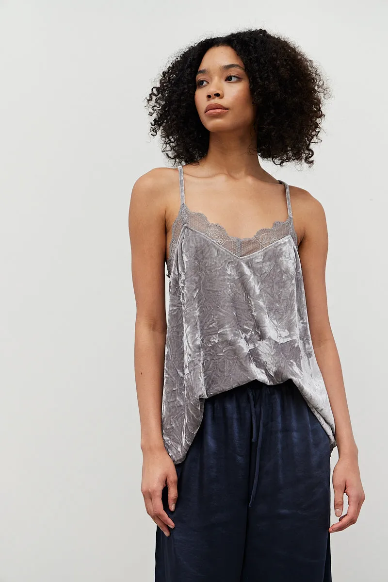 Grey Crushed Velvet Camisole