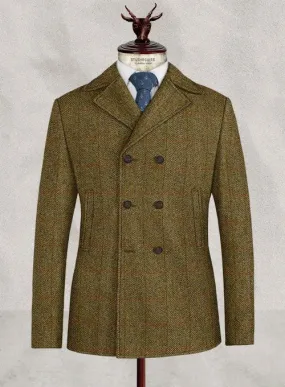 Harris Tweed Country Brown Check Pea Coat