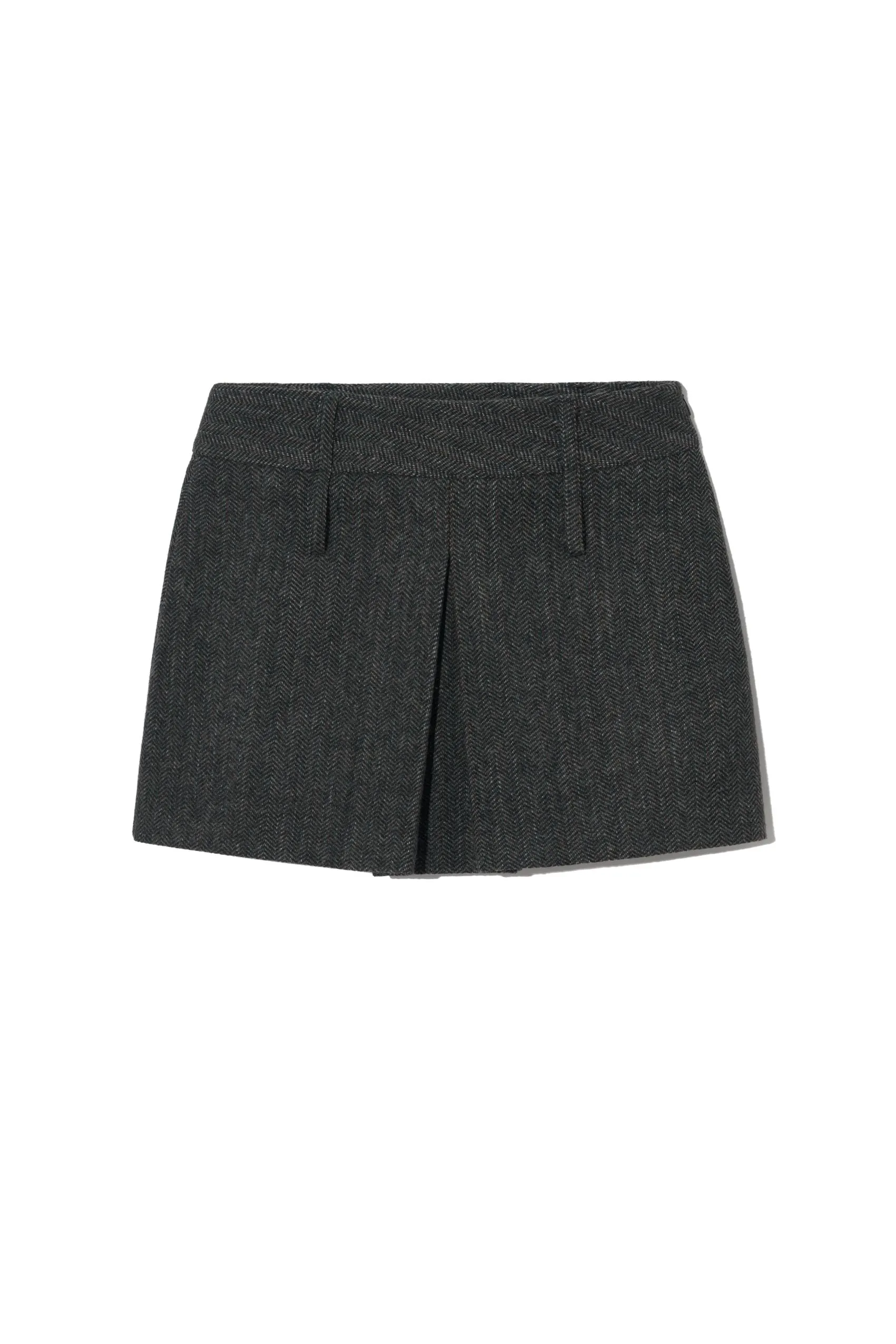 Herringbone Mini Skirt in Charcoal