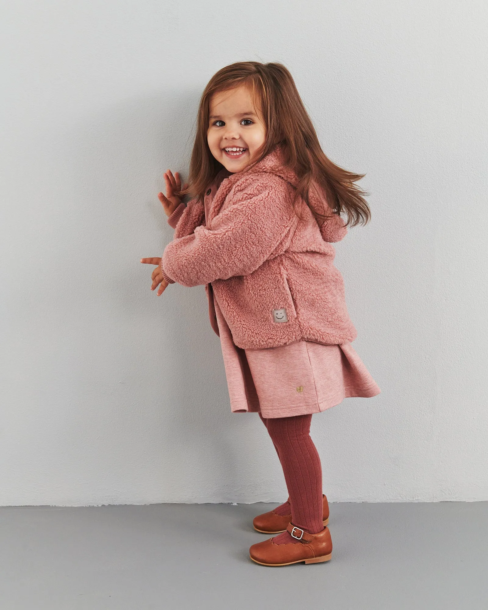 Hooded Teddy Jacket - Little - Dusty Rose