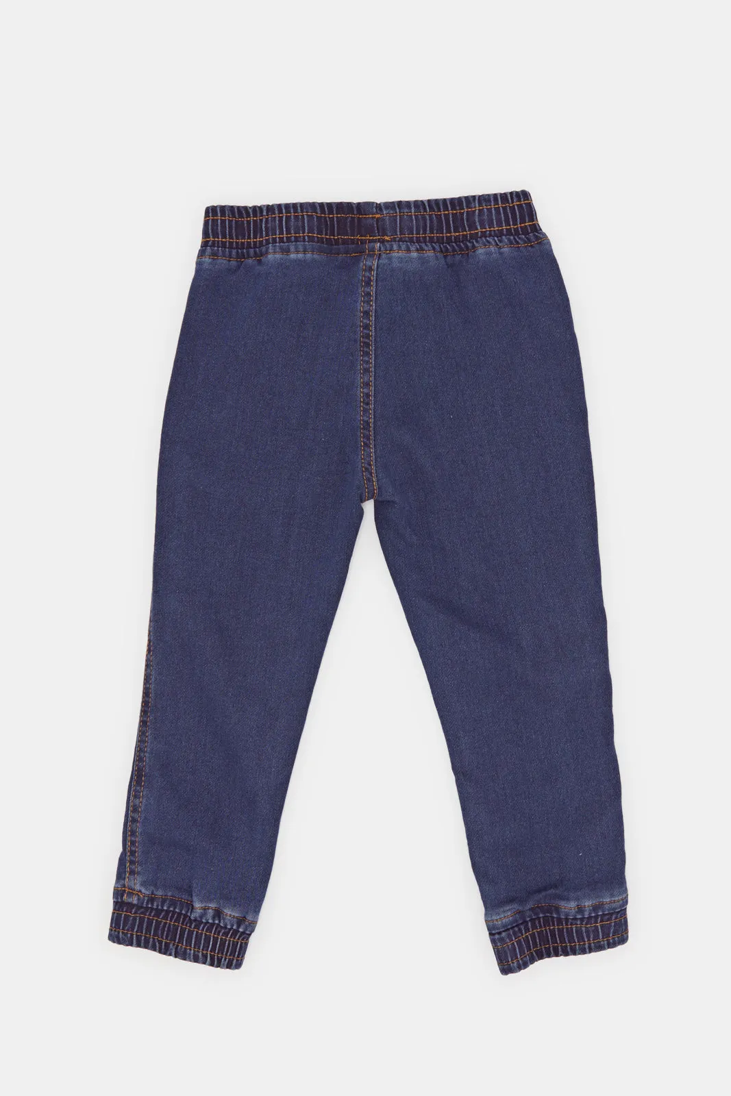 Infant Boys Blue Plain Knit Joggers Jeans