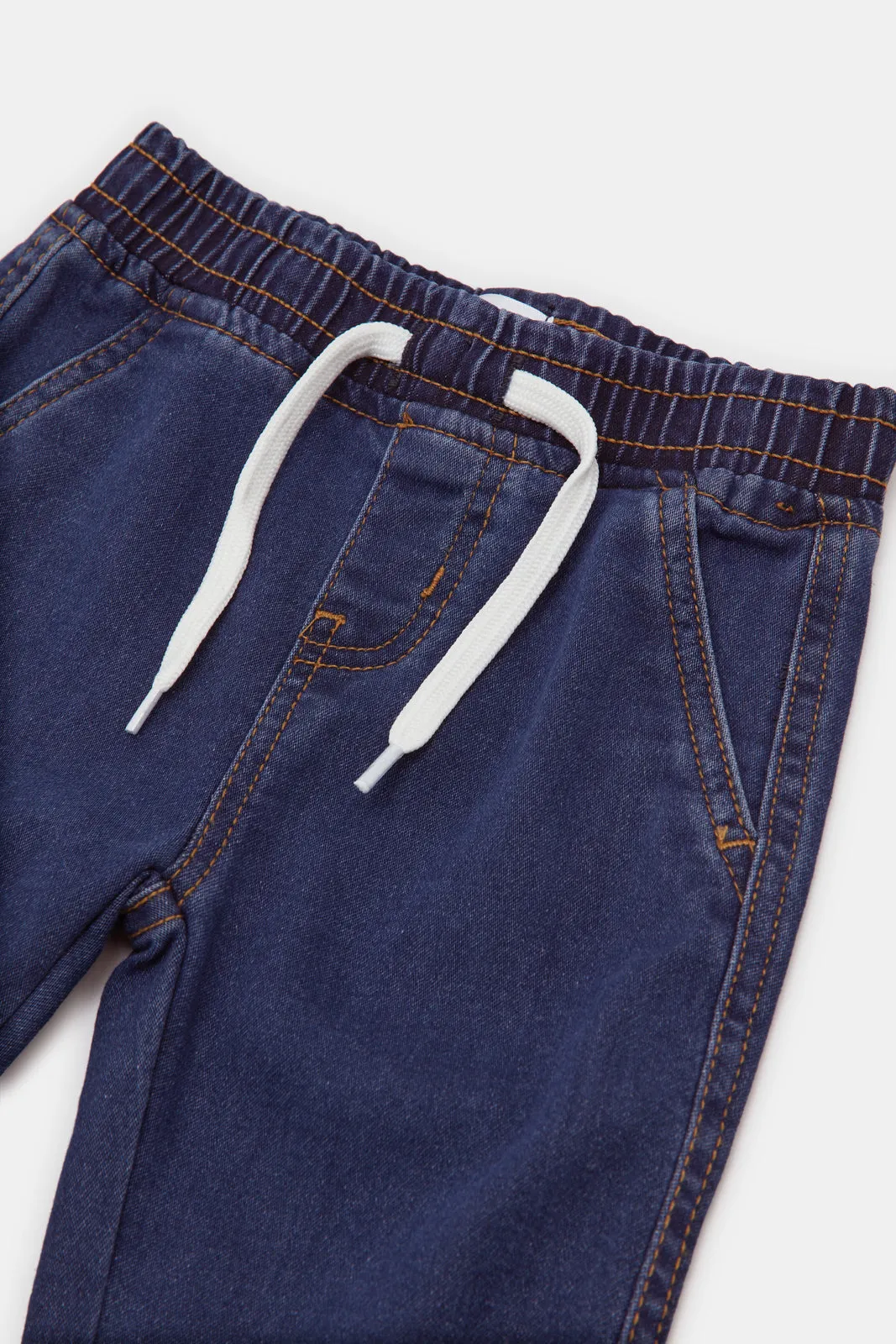 Infant Boys Blue Plain Knit Joggers Jeans