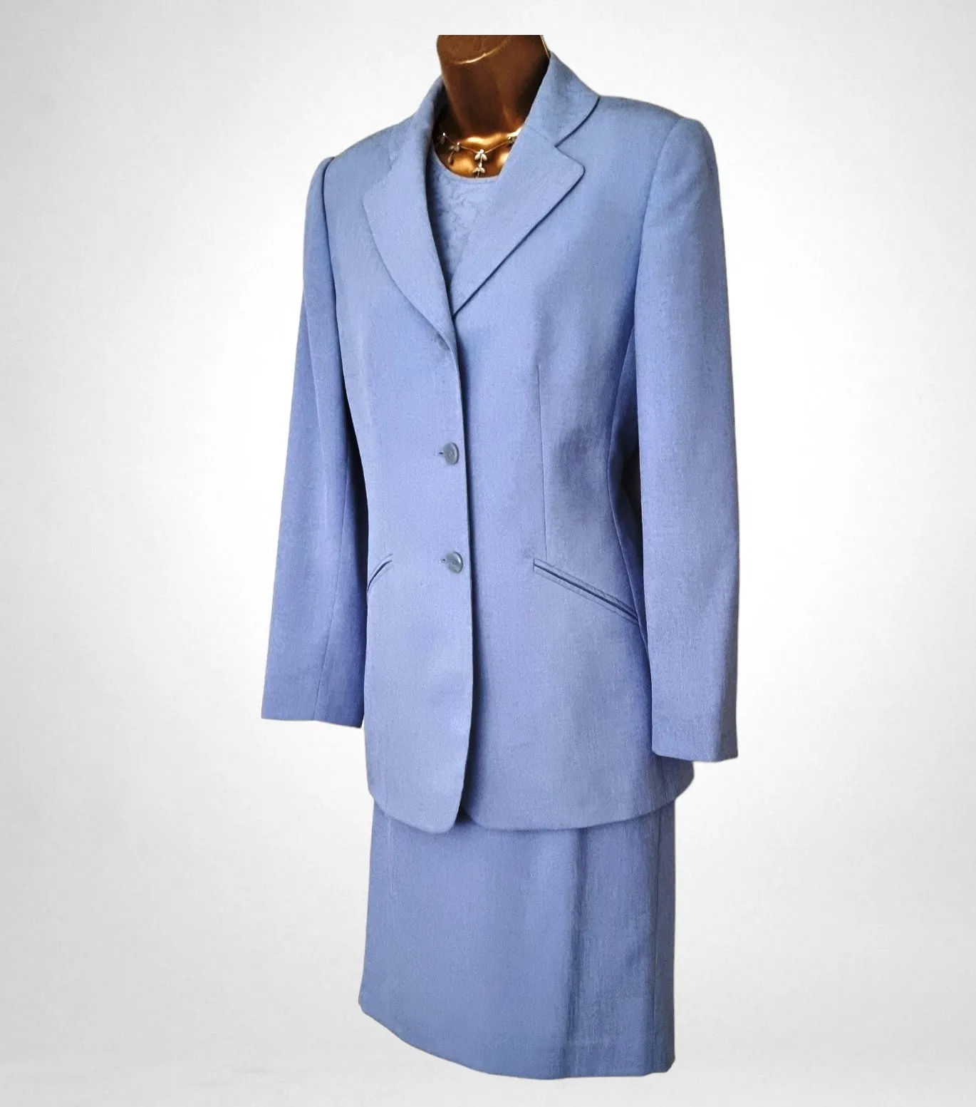 Kasper & Company Women’s Vintage Pale Blue Three Piece Suit UK 10 US 6 EU 38