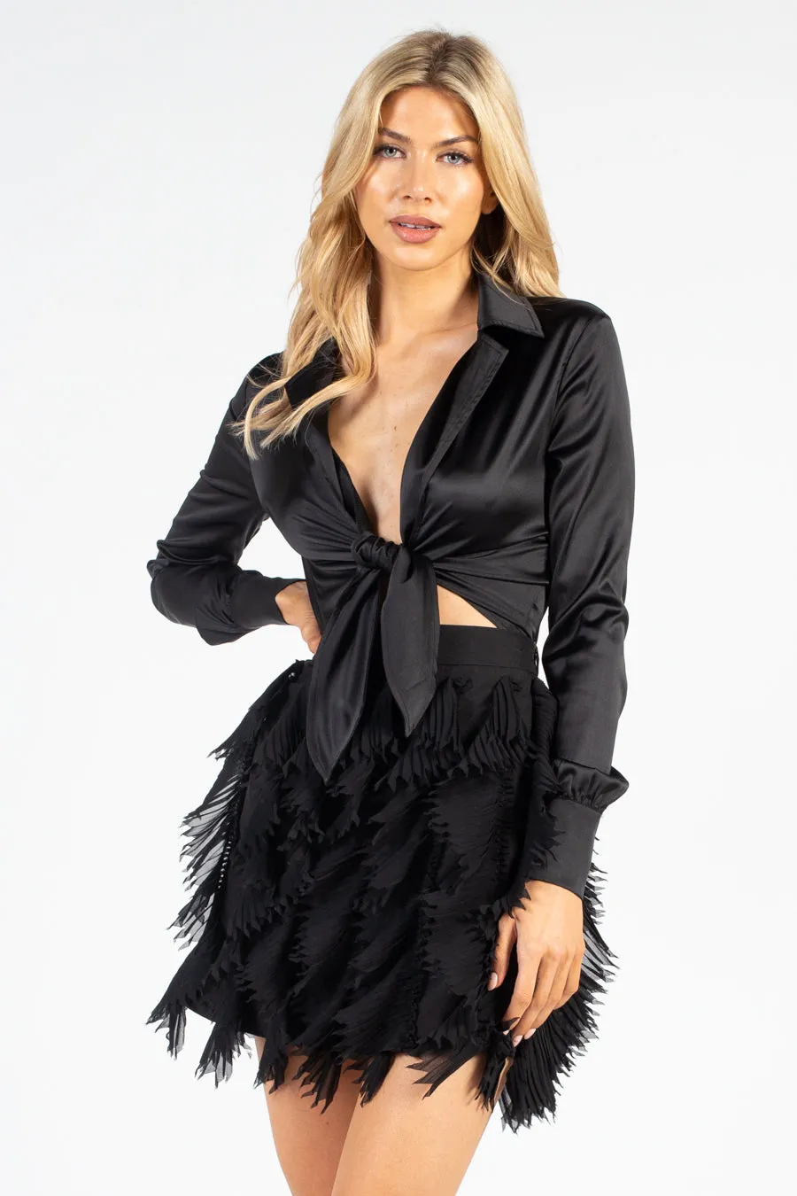 Katarina Multi Layer Fringe Mini Skirt