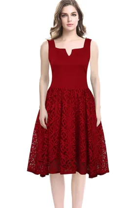 Ketty More Women Sleeveless Pleated Skirt Stylish Red Dress-KMWD066