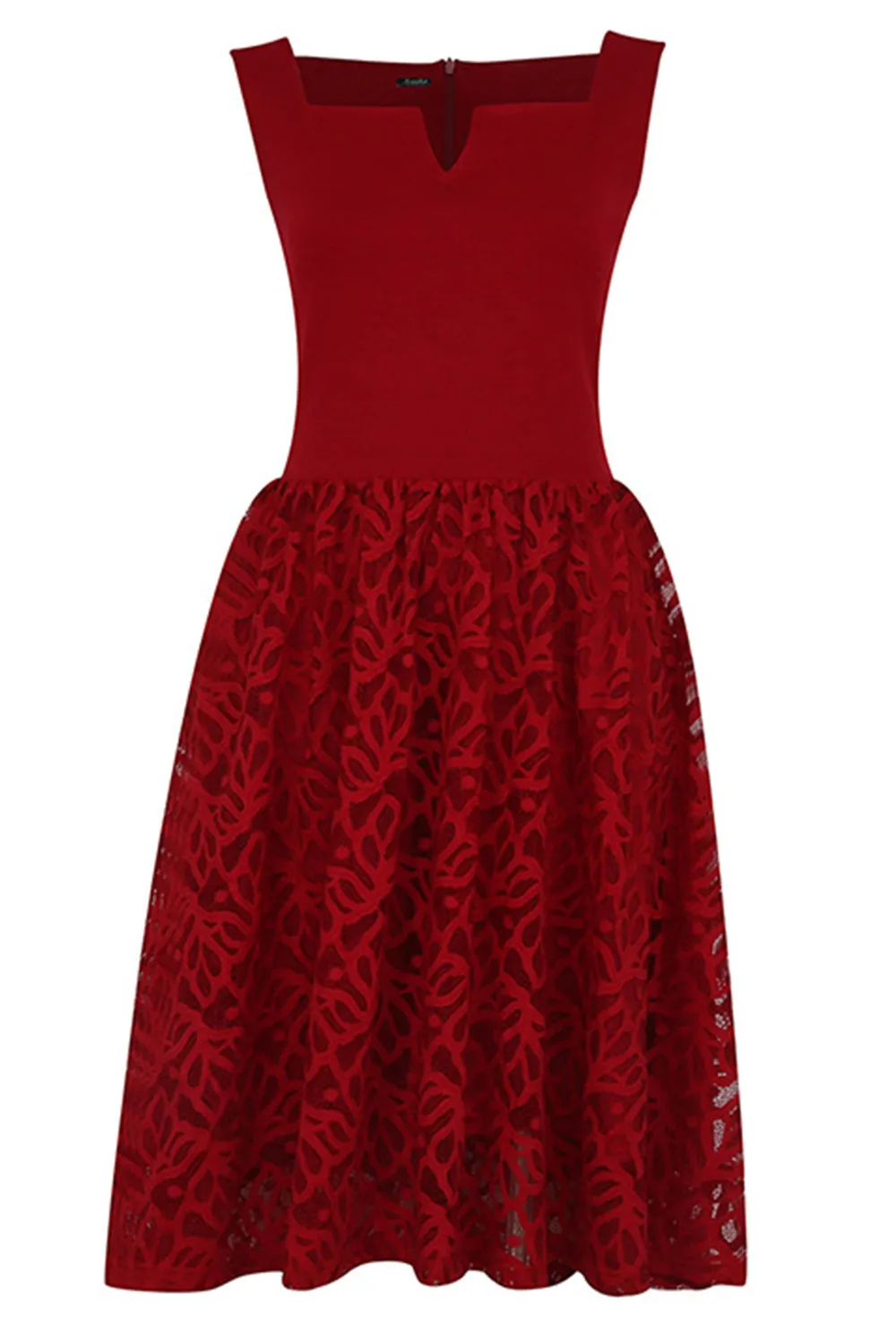 Ketty More Women Sleeveless Pleated Skirt Stylish Red Dress-KMWD066