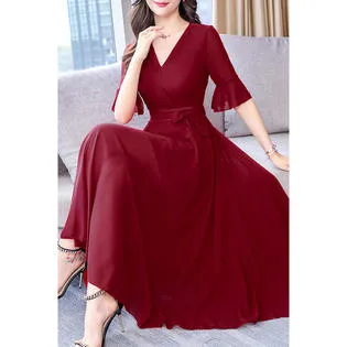 Ketty More Women Slim Long Skirt Pleated Chiffon Dress - KMWDC6627