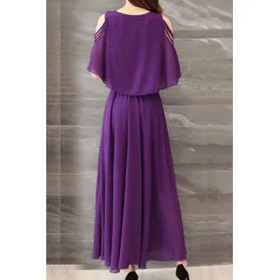 Ketty More Women V-Neck Shawl Style Pleated Dress-KMWDC2487