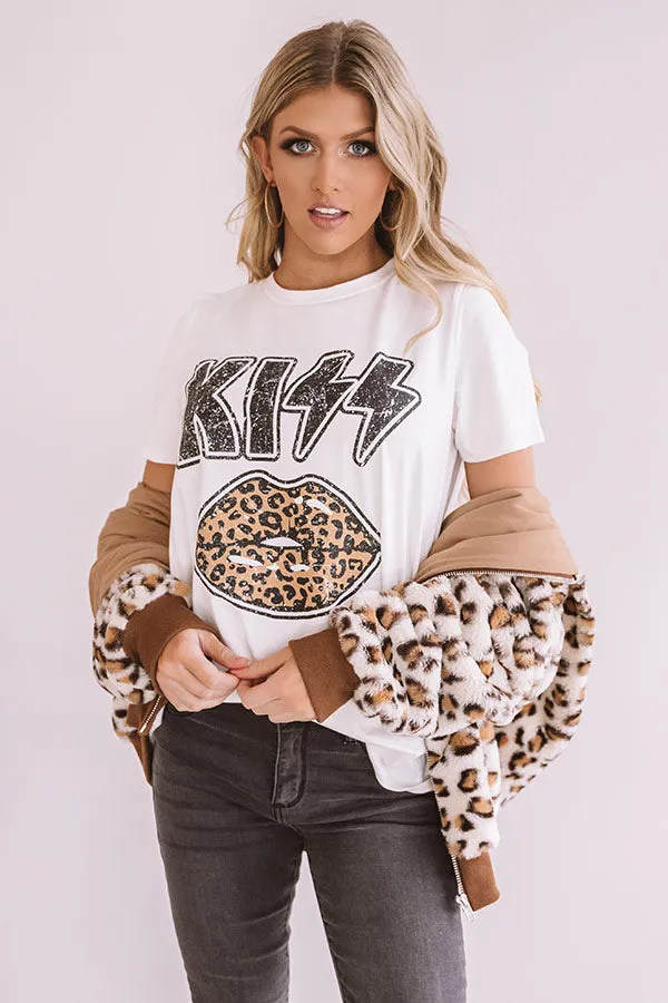 Kiss Leopard Shift Tee In Ivory