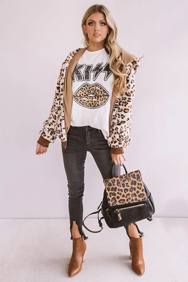 Kiss Leopard Shift Tee In Ivory