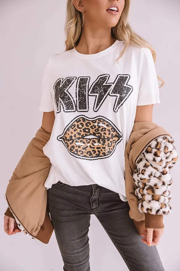 Kiss Leopard Shift Tee In Ivory