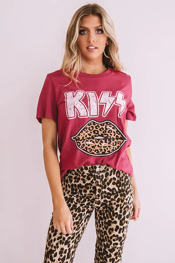 Kiss Leopard Shift Tee In Red