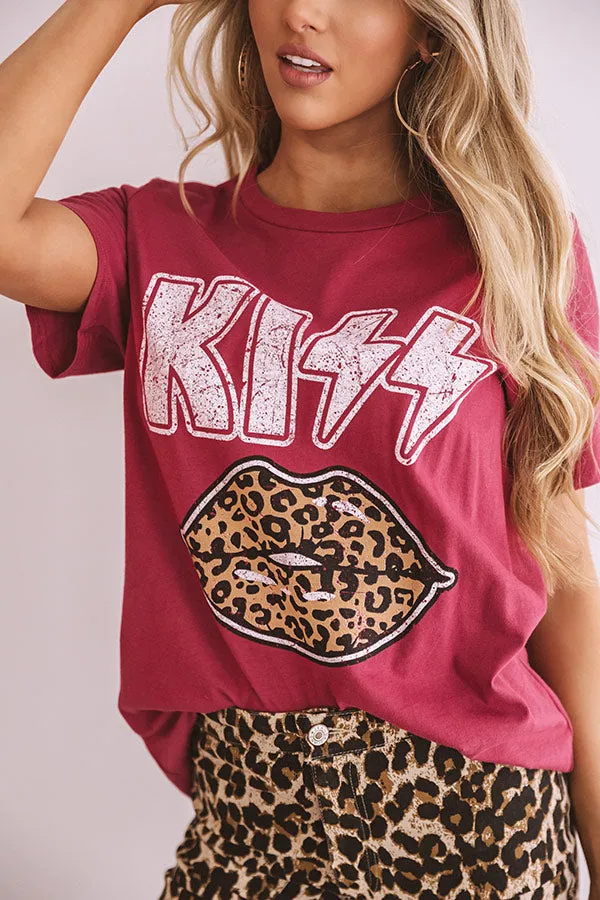 Kiss Leopard Shift Tee In Red