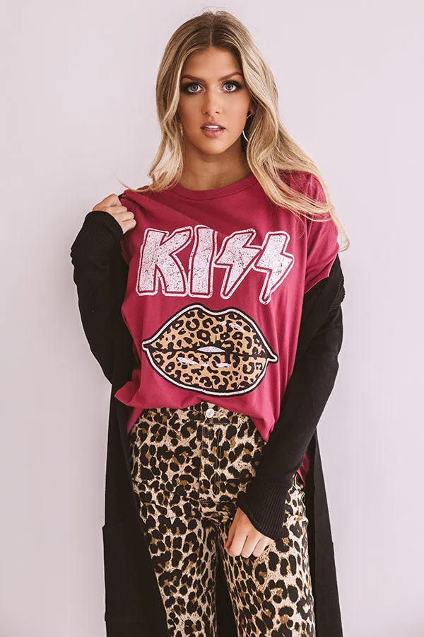 Kiss Leopard Shift Tee In Red