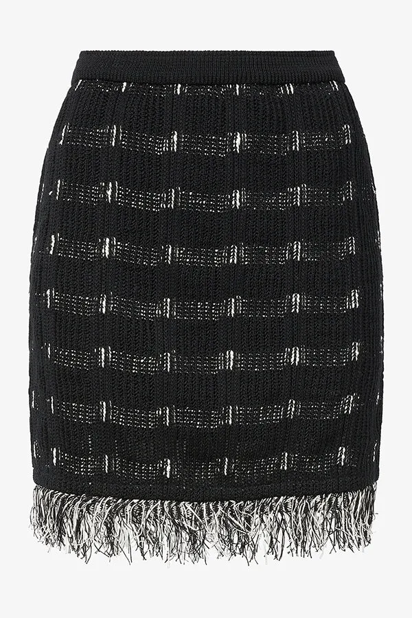 Krista Skirt - Linear Interweave :: Black / White