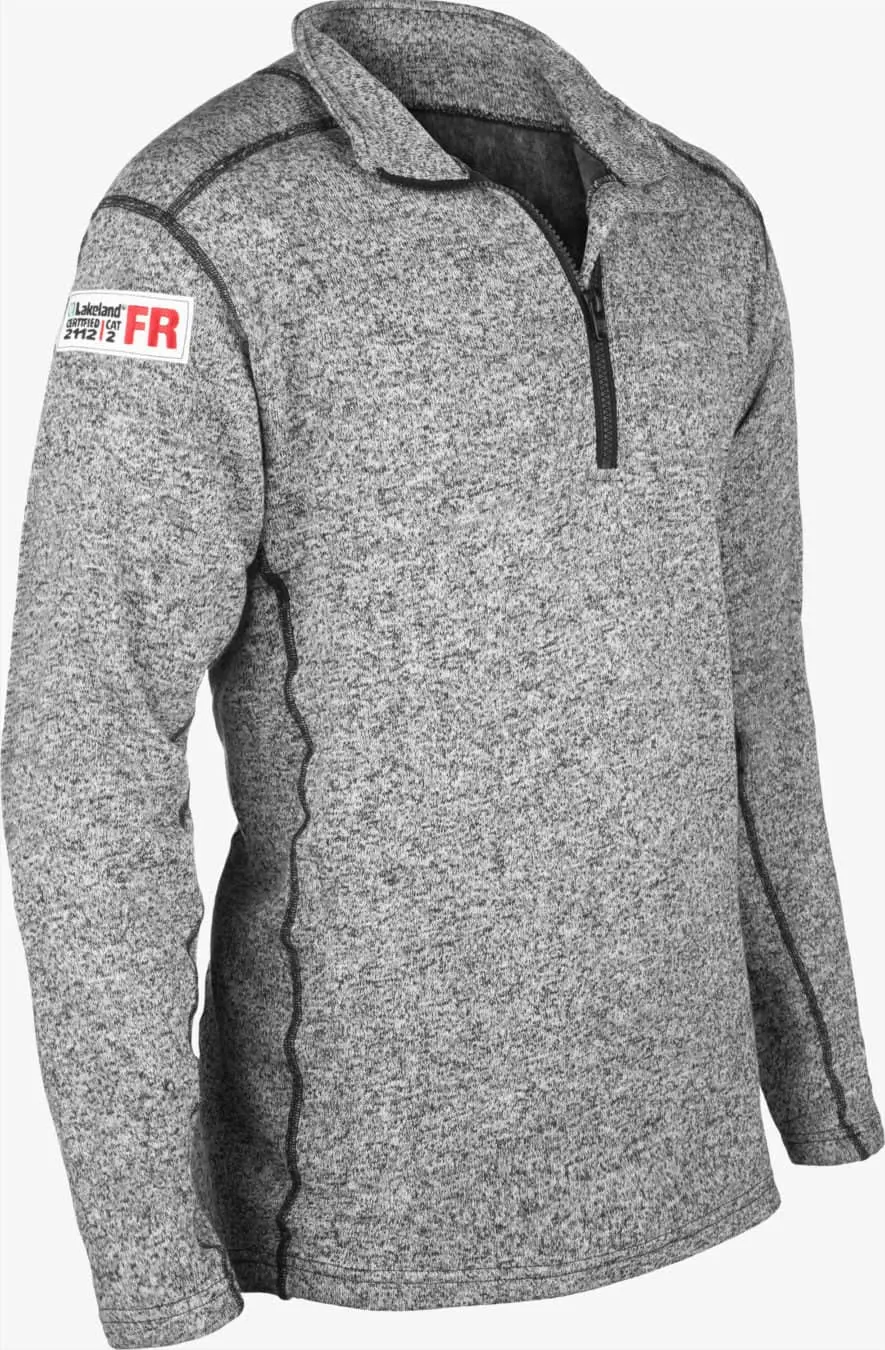 LAKELAND - Mens Quarter Zip Long Sleeve Sweater knit, Dual Certified, NFPA 70E, 2112 certified, Heather Gray