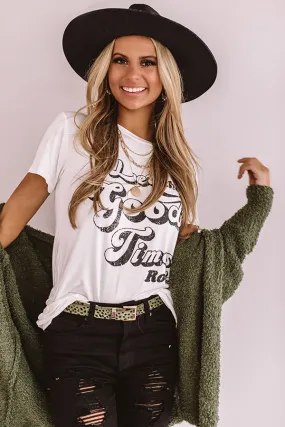 Let The Good Times Roll Boyfriend Tee In White