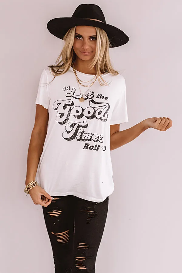 Let The Good Times Roll Boyfriend Tee In White