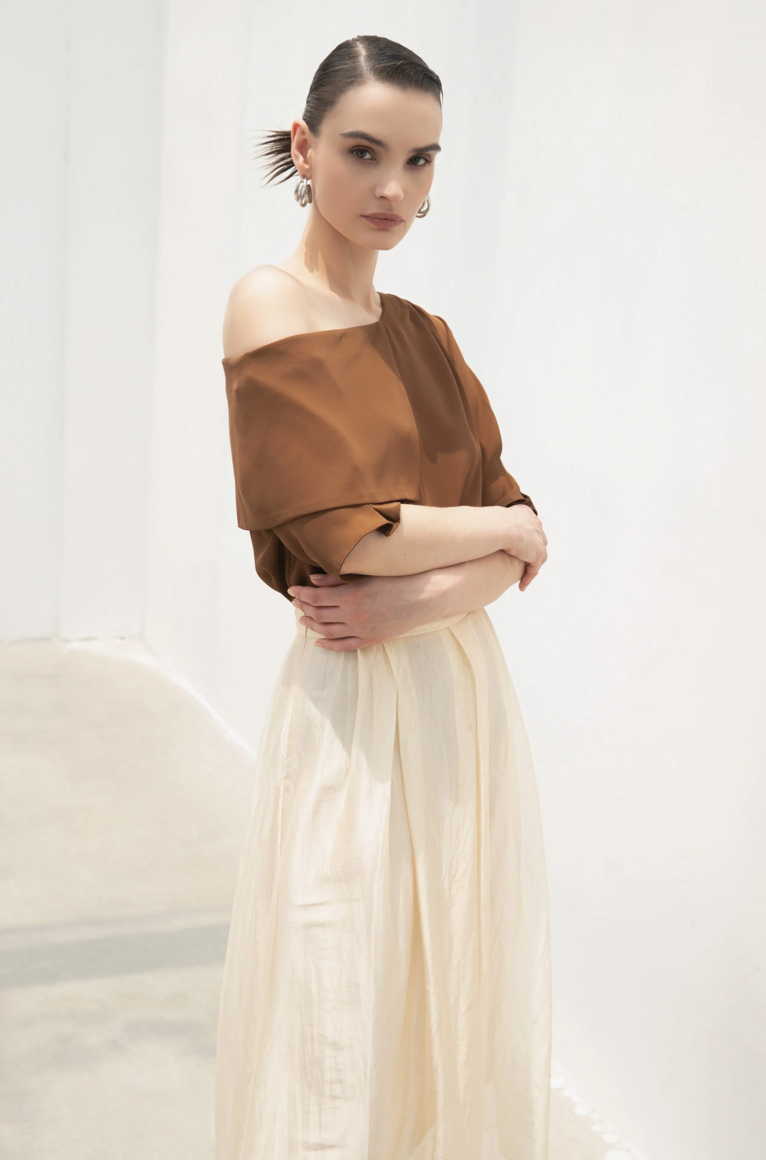 LINDONG | Noelie Apricot Flared Skirt