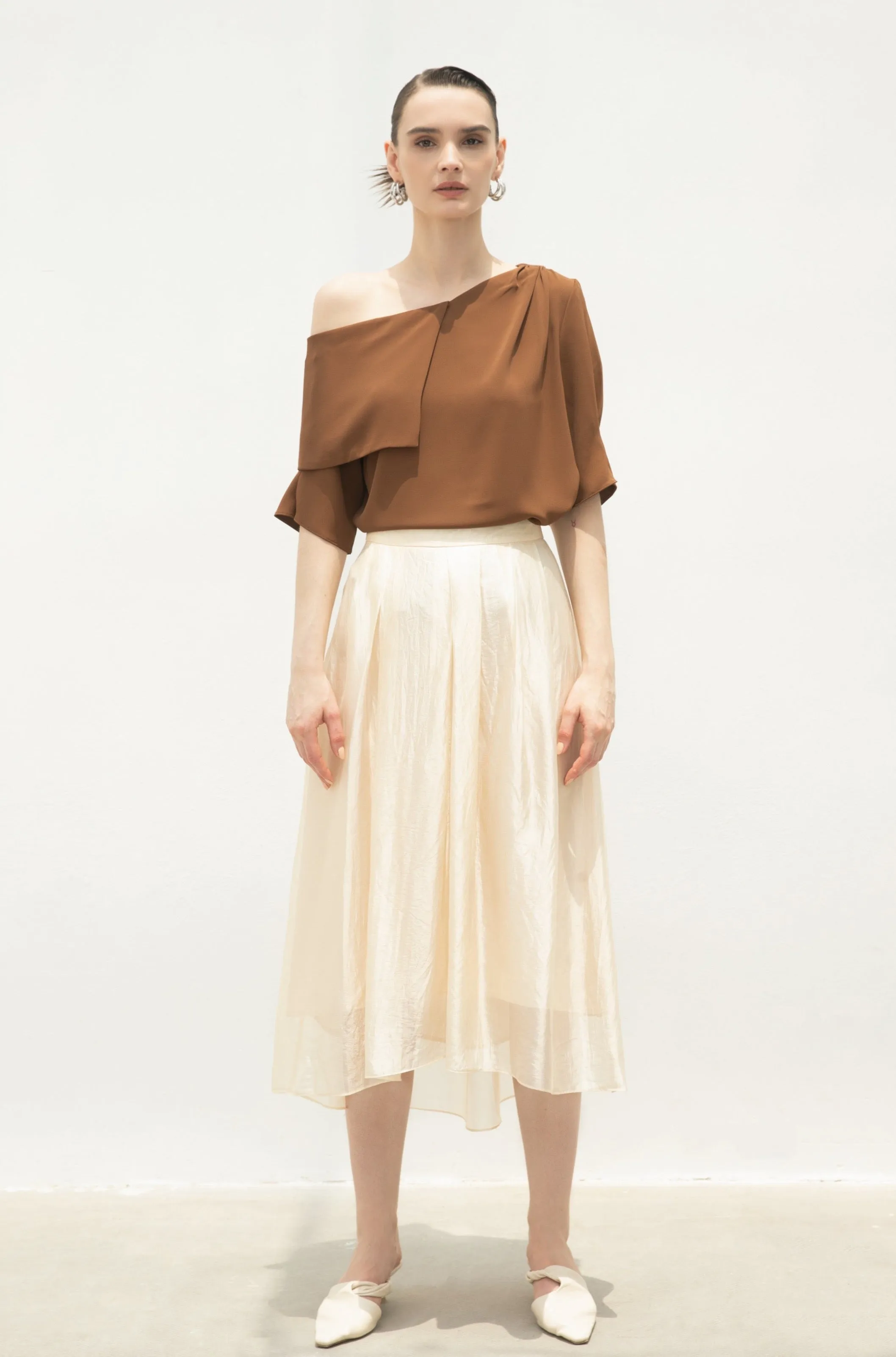 LINDONG | Noelie Apricot Flared Skirt