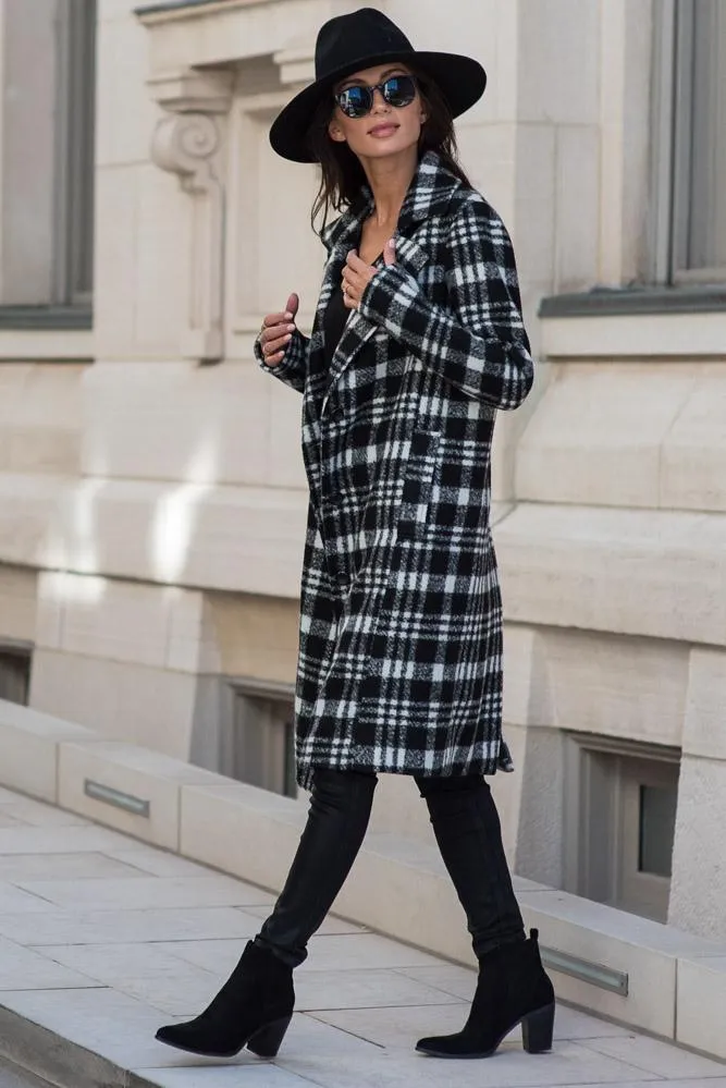 London Plaid Coat in Black - FINAL SALE