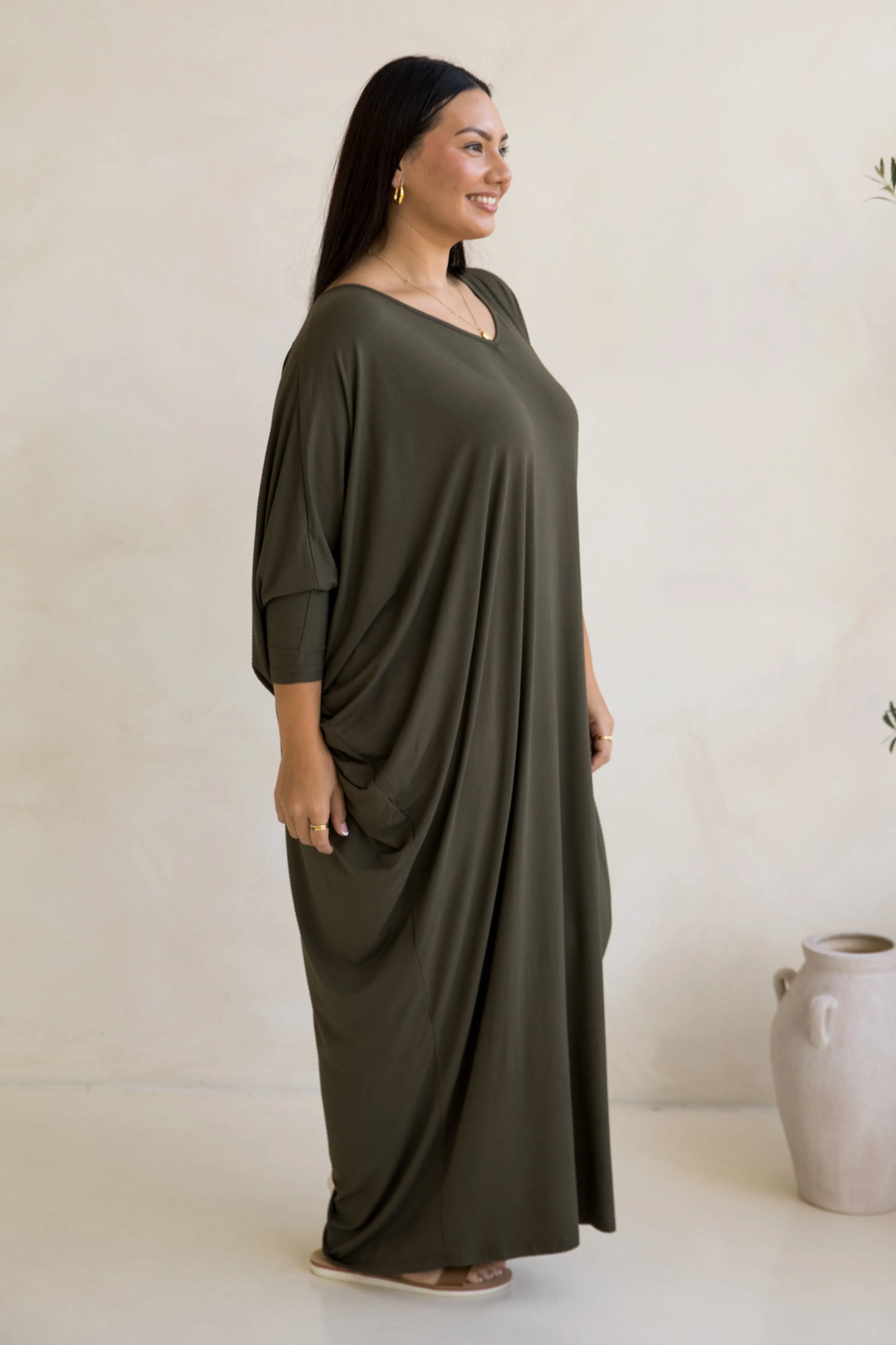 Long Sleeve Maxi Miracle Dress | Moss Green