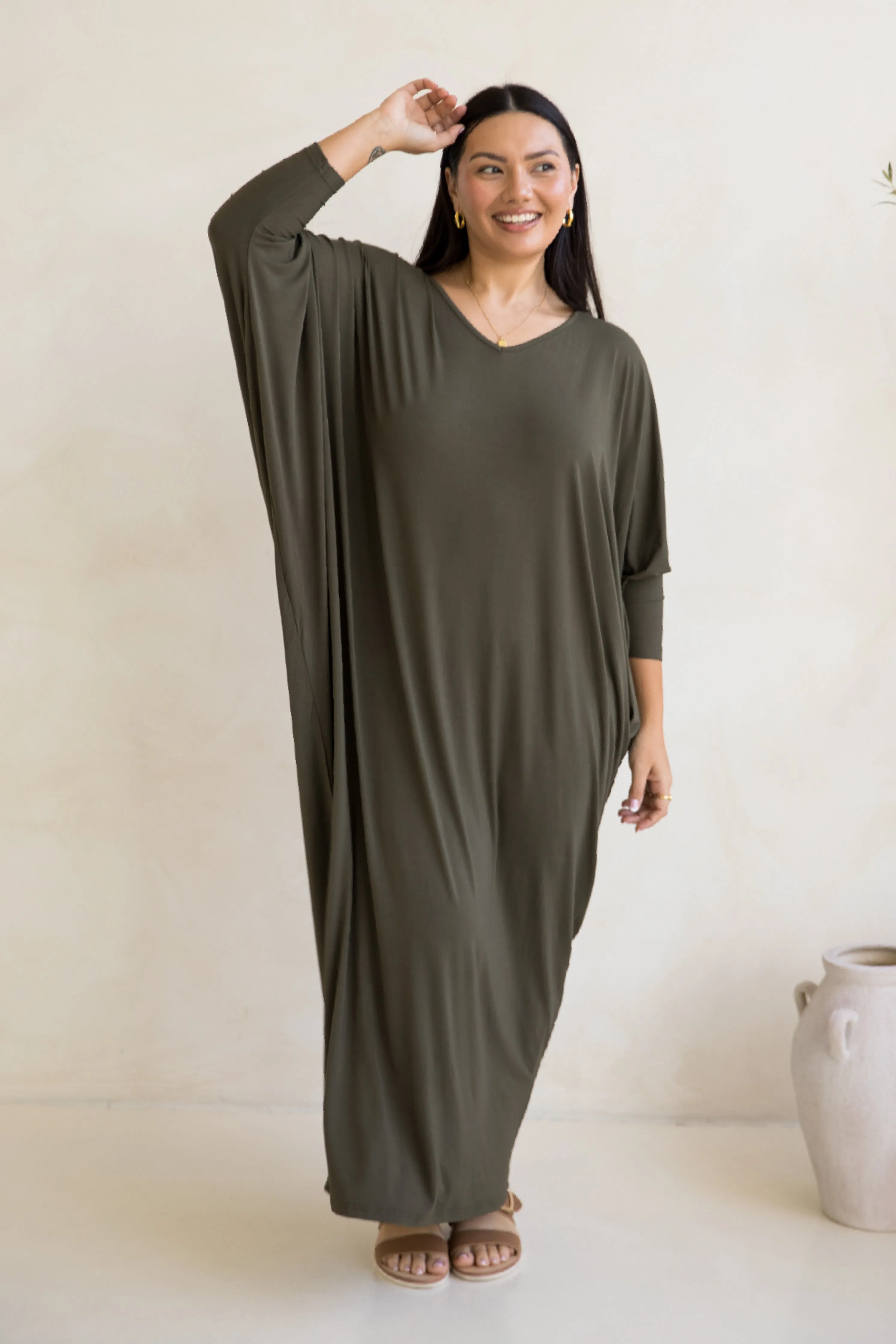 Long Sleeve Maxi Miracle Dress | Moss Green