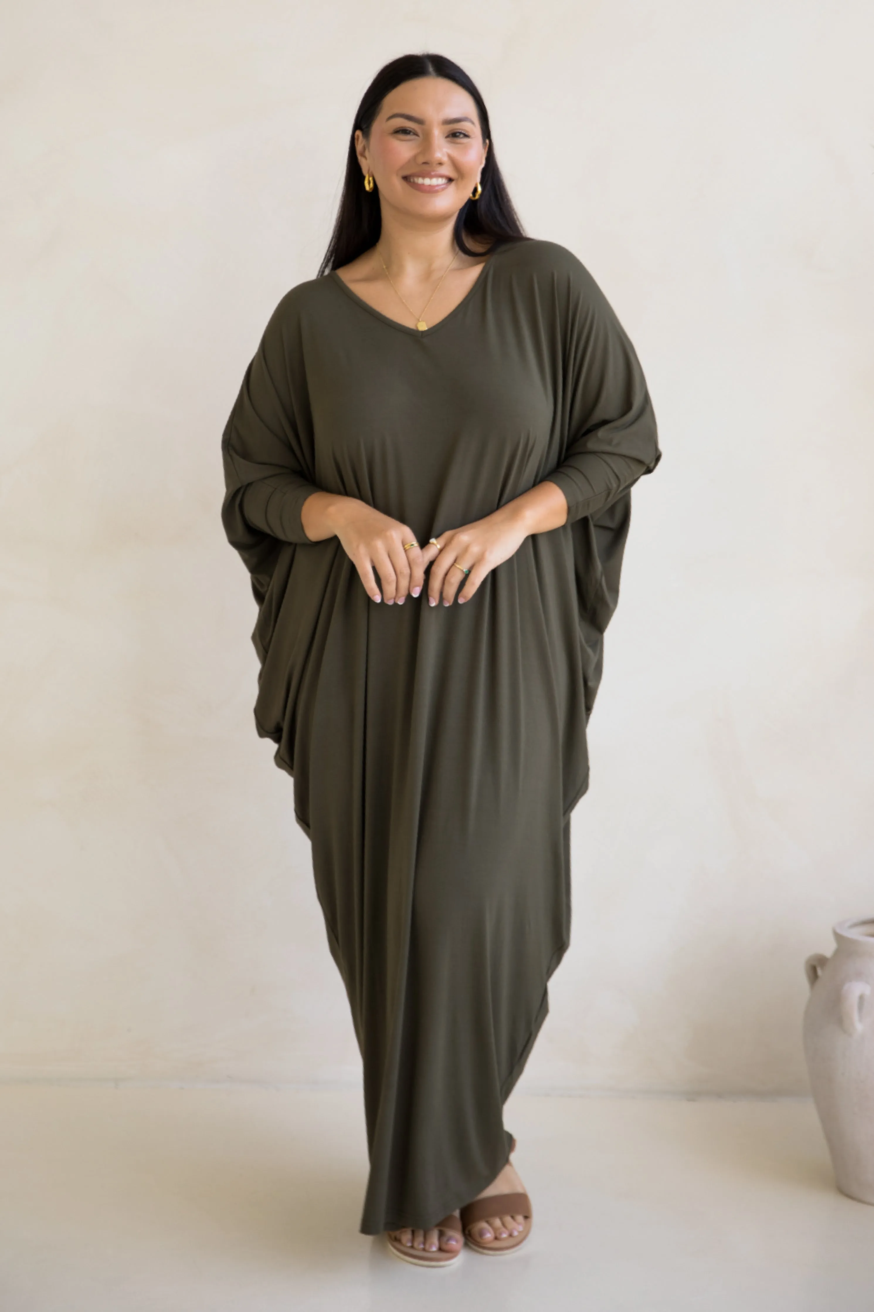 Long Sleeve Maxi Miracle Dress | Moss Green