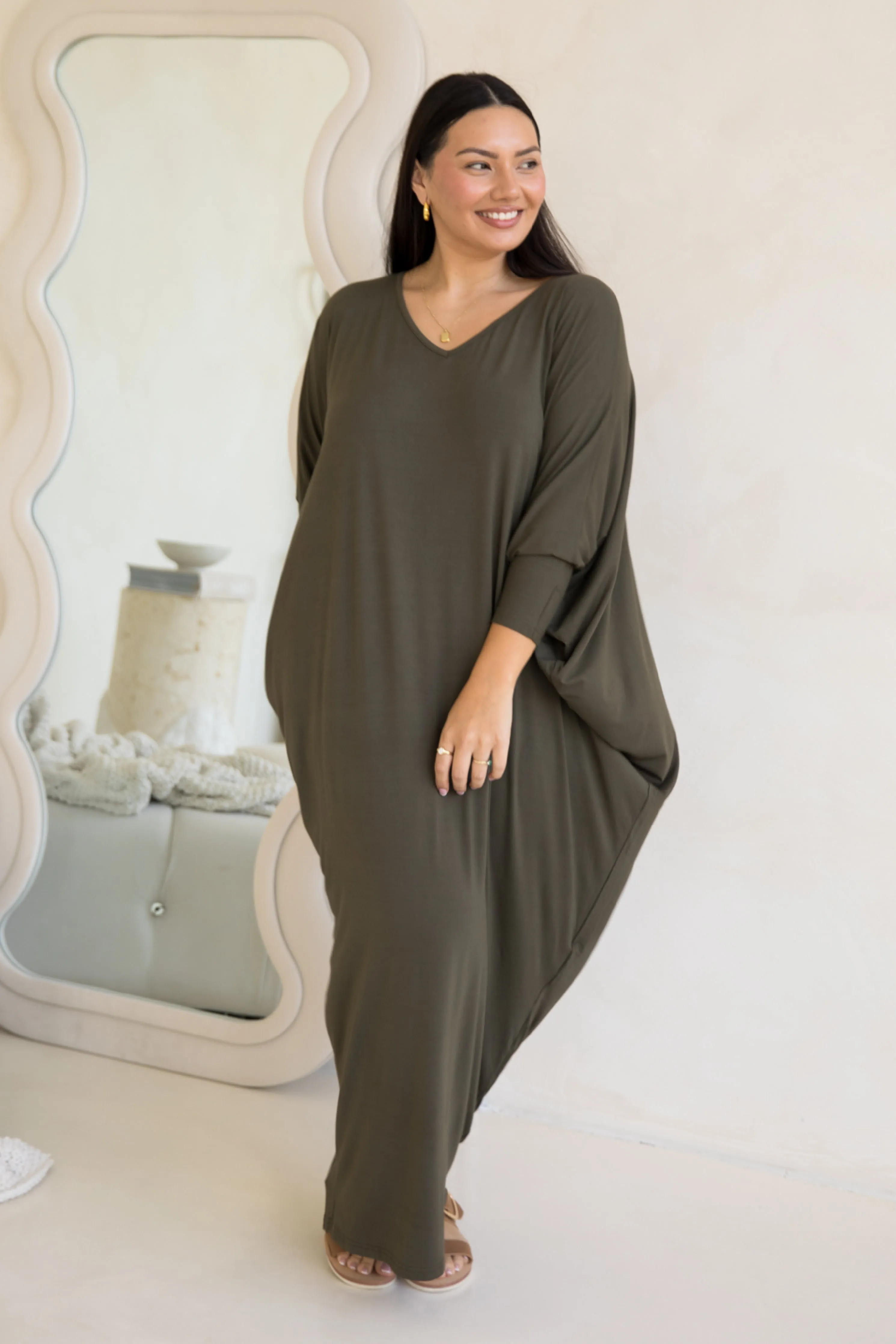 Long Sleeve Maxi Miracle Dress | Moss Green