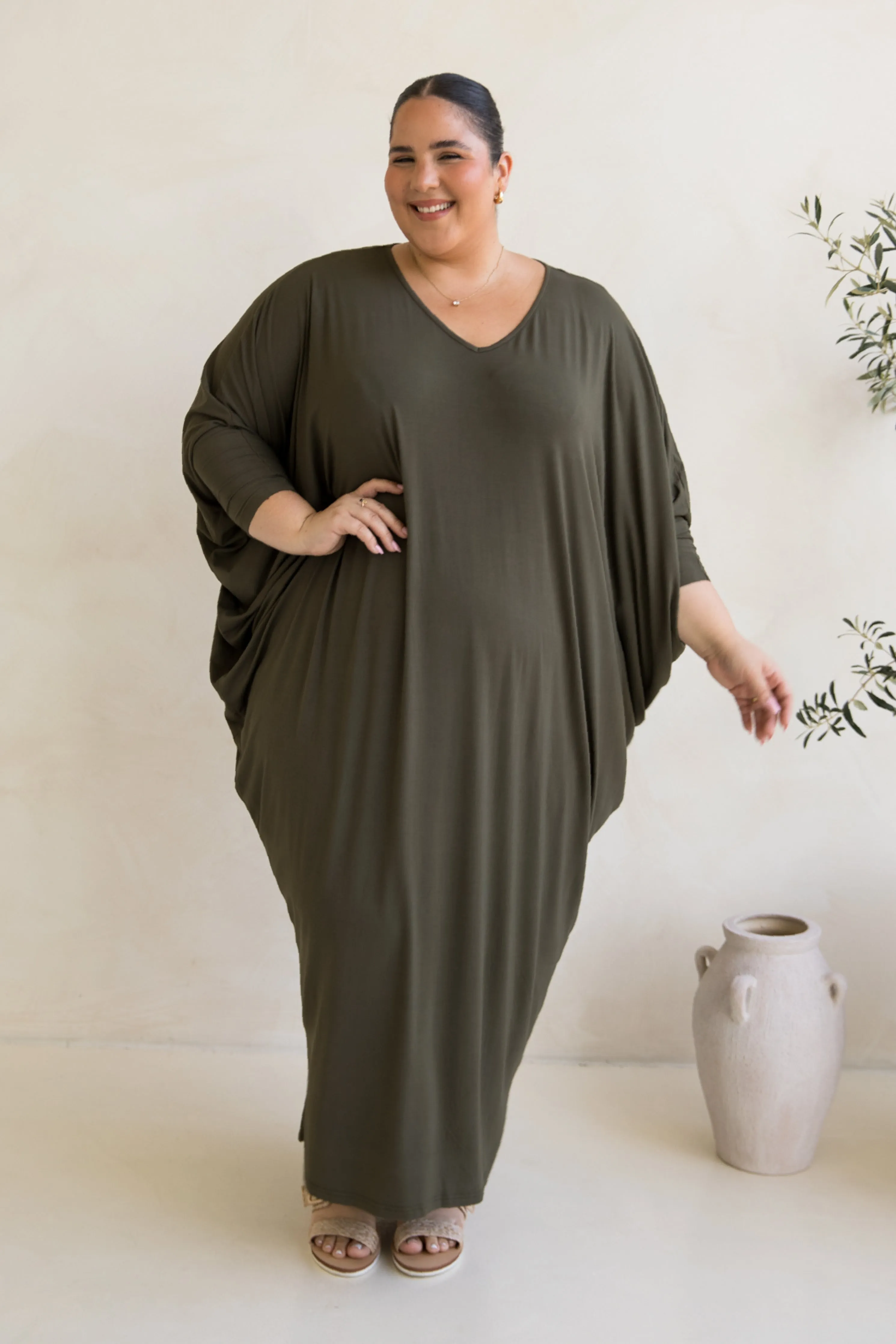 Long Sleeve Maxi Miracle Dress | Moss Green