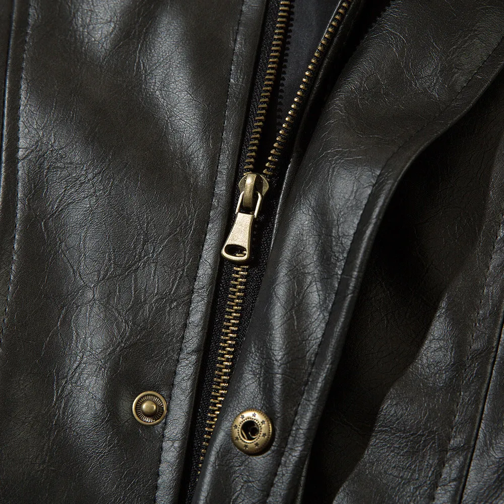 Loose Leather Coat Flight Jacket Men